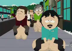 South Park men kneeling with hairy legs