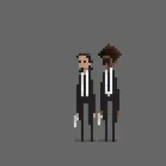 pixel art men in suits with guns