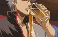 Gintoki drinking beer