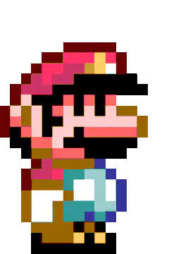 pixel art character with pink hair