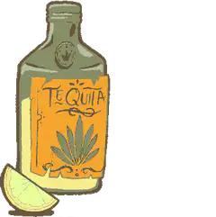 Skeleton hand grabs tequila shot