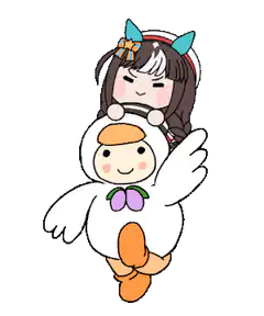 chibi girl riding a goose