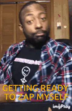 Man getting ready to zap himself