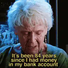 Elderly woman sad about no money