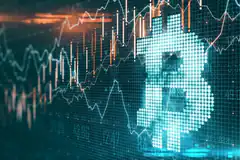 Bitcoin symbol on stock chart