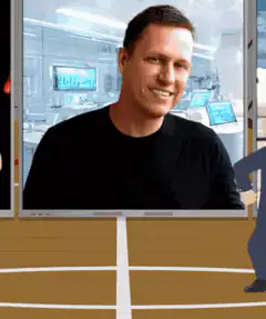 Peter Schmitt dancing in front of his own face