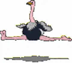 pixel art ostrich doing splits