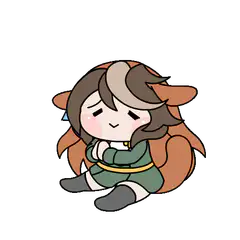 chibi character sitting with arms crossed