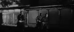 Three samurai running at night