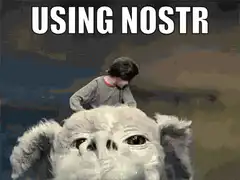 Ewok cheering with Using Nostr text