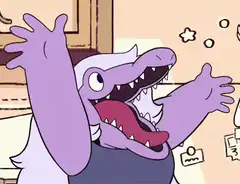Lars excitedly waving arms