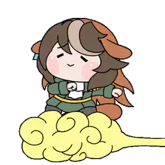 chibi character riding cloud