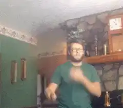 Man dancing in living room