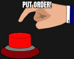 Hand pressing red button