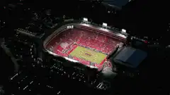 Stadium lights flash red