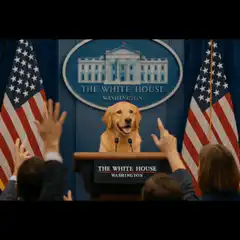 Golden Retriever at White House Press Briefing