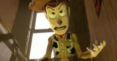 Woody screaming in terror