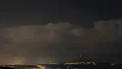Bitcoin logo in storm clouds