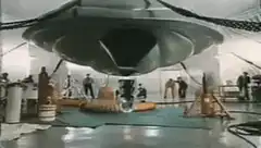 UFO model spinning in wind tunnel