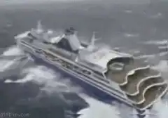 Cruise ship deck folds up