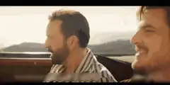 Nicolas Cage and Pedro Pascal in a car