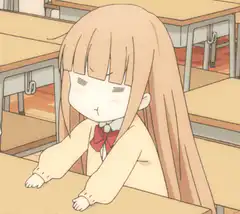 anime girl blushing at desk
