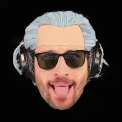Man with headphones morphing into apple