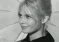 Brigitte Bardot smiling then serious