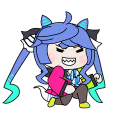 Chibi character with blue hair and cat ears