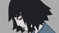 Anime character with tired eyes