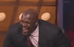 Shaquille O'Neal laughing hysterically