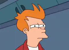 Fry squinting in disbelief