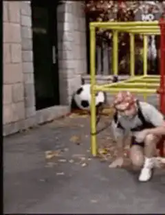 Man running in place on playground