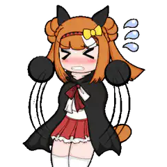 anime girl shaking with sweat drops