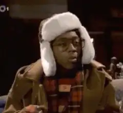 Carlton's hat flies off