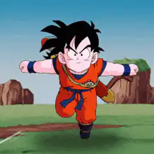 Goku running forward in anime
