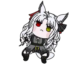 chibi wolf girl with heterochromia