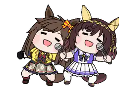 Chibi horse girls singing together