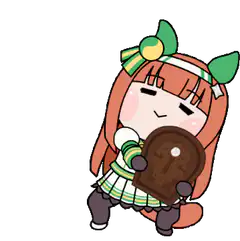 Chibi girl hugging a chocolate