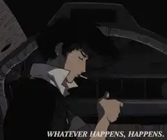 Spike Spiegel lights a cigarette