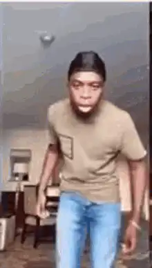 Man falls backward off screen