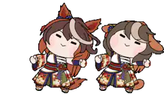 Chibi horse girls dancing