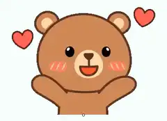 Happy cartoon bear with hearts