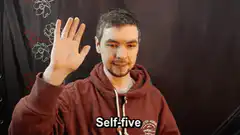 Self-five hand gesture
