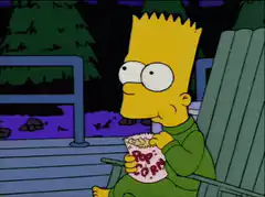 Bart Simpson eating popcorn