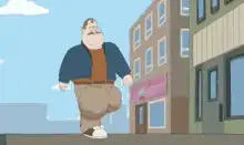 Fat guy walking down the street