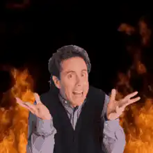 Jerry Seinfeld surrounded by fire