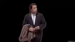 Sylvester Stallone holding coat and talking