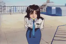anime girl stretching on rooftop