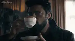 Homelander sips tea and smirks